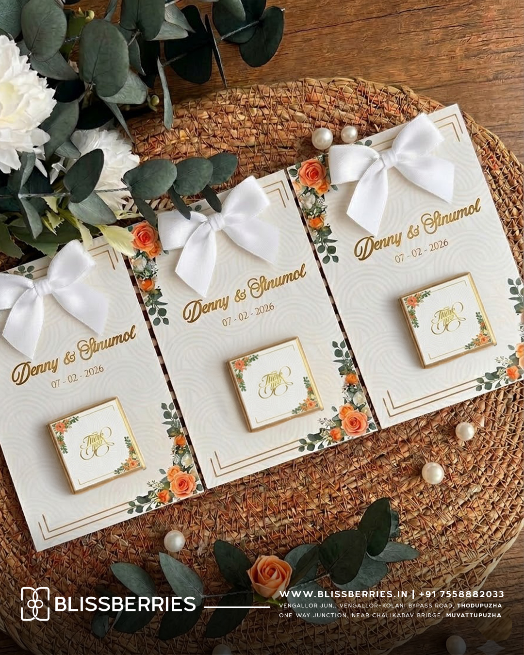 Ribbon Topped Chocolate Wish Card – Elegant Chocolate Return Gift for Weddings & Special Occasions