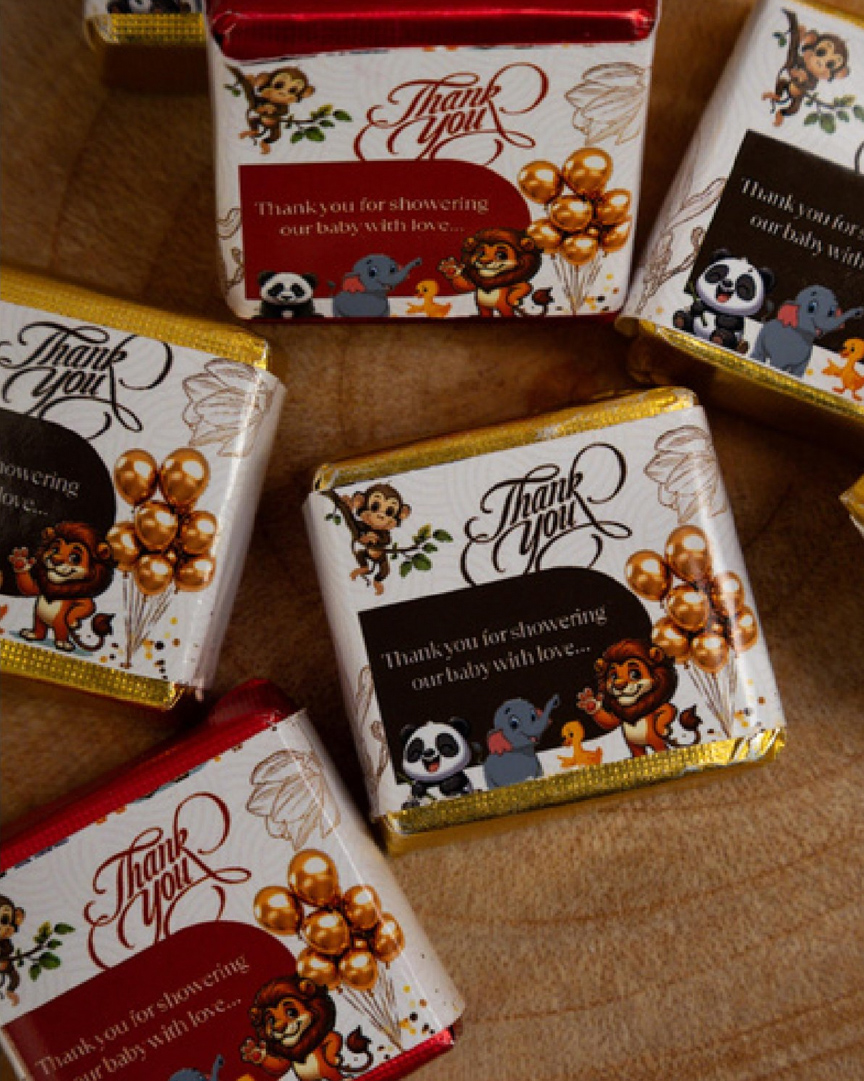 Custom Wrapped Square Chocolates – Personalized Chocolate Return Gifts for Weddings & Special Occasions