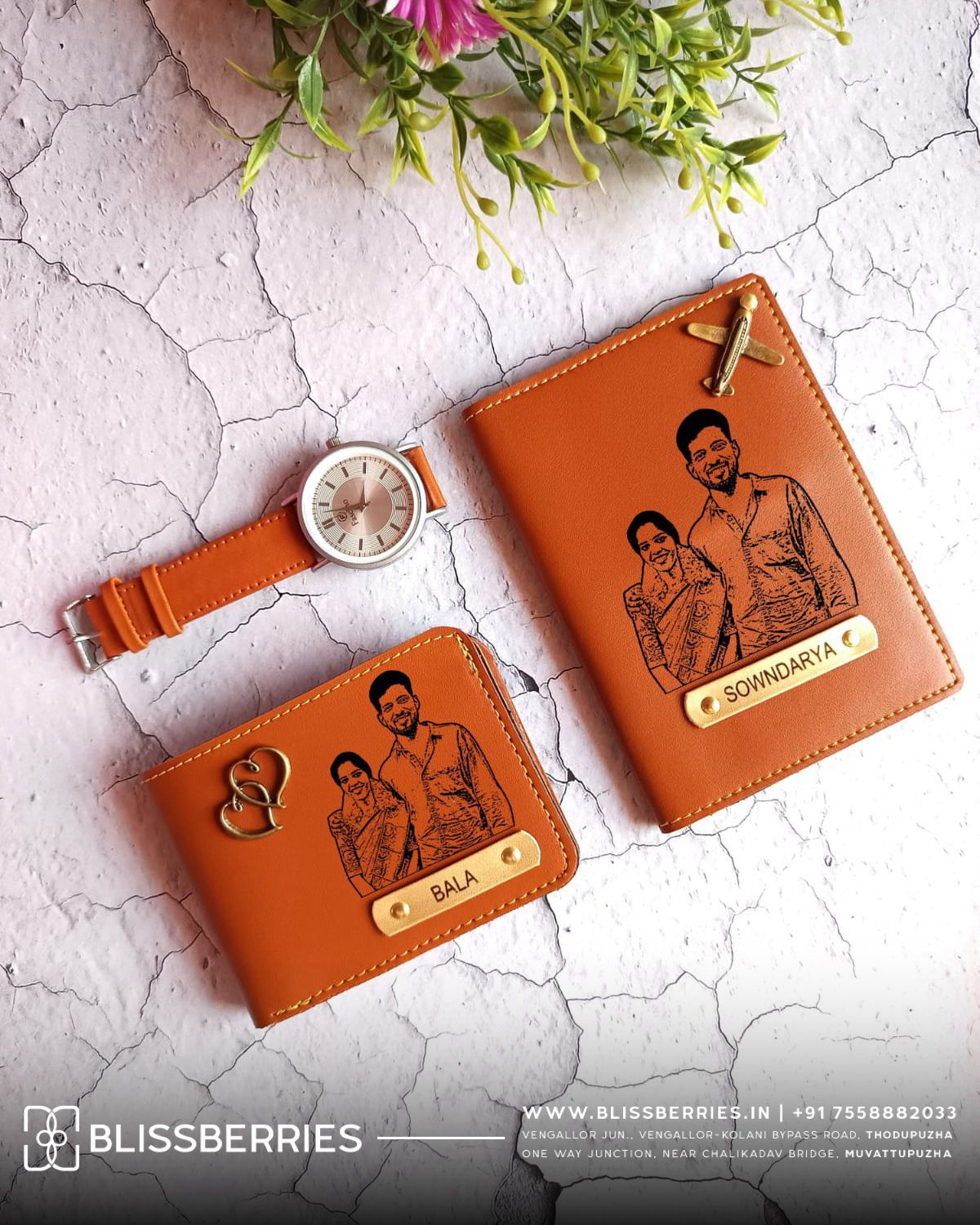 Customized Wallet Watch & Passport Cover Combo | Premium Personalized Gift Set