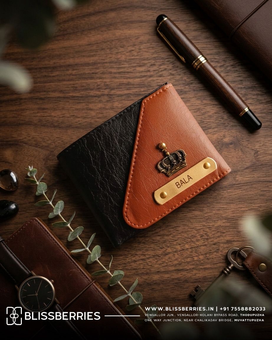 Premium Customised 3 Fold Wallet for Men | Personalized PU Leather Trifold Wallet Gift