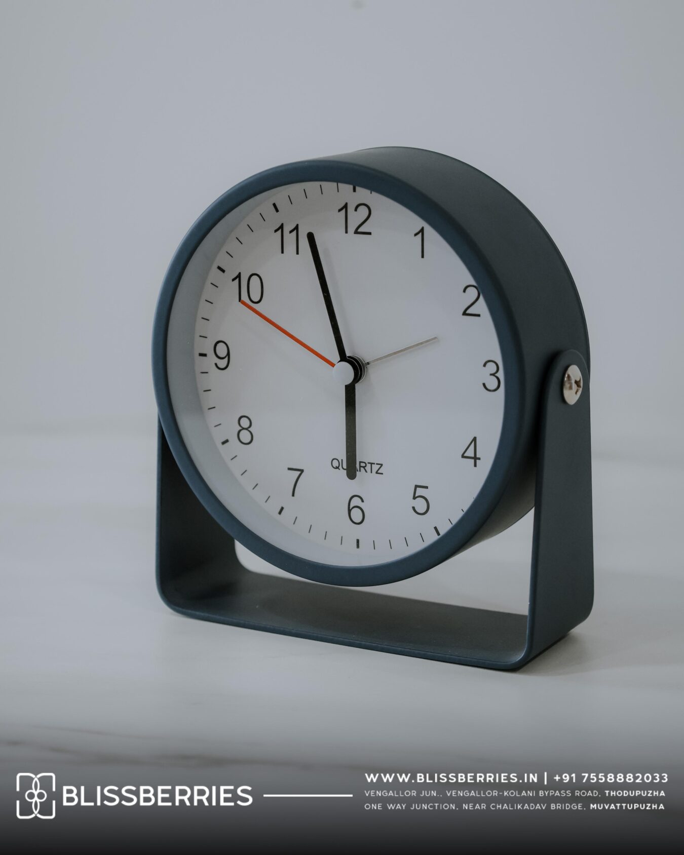 Modern Blue Table Clock with Stand | Elegant Desk Clock for Home & Office Decor
