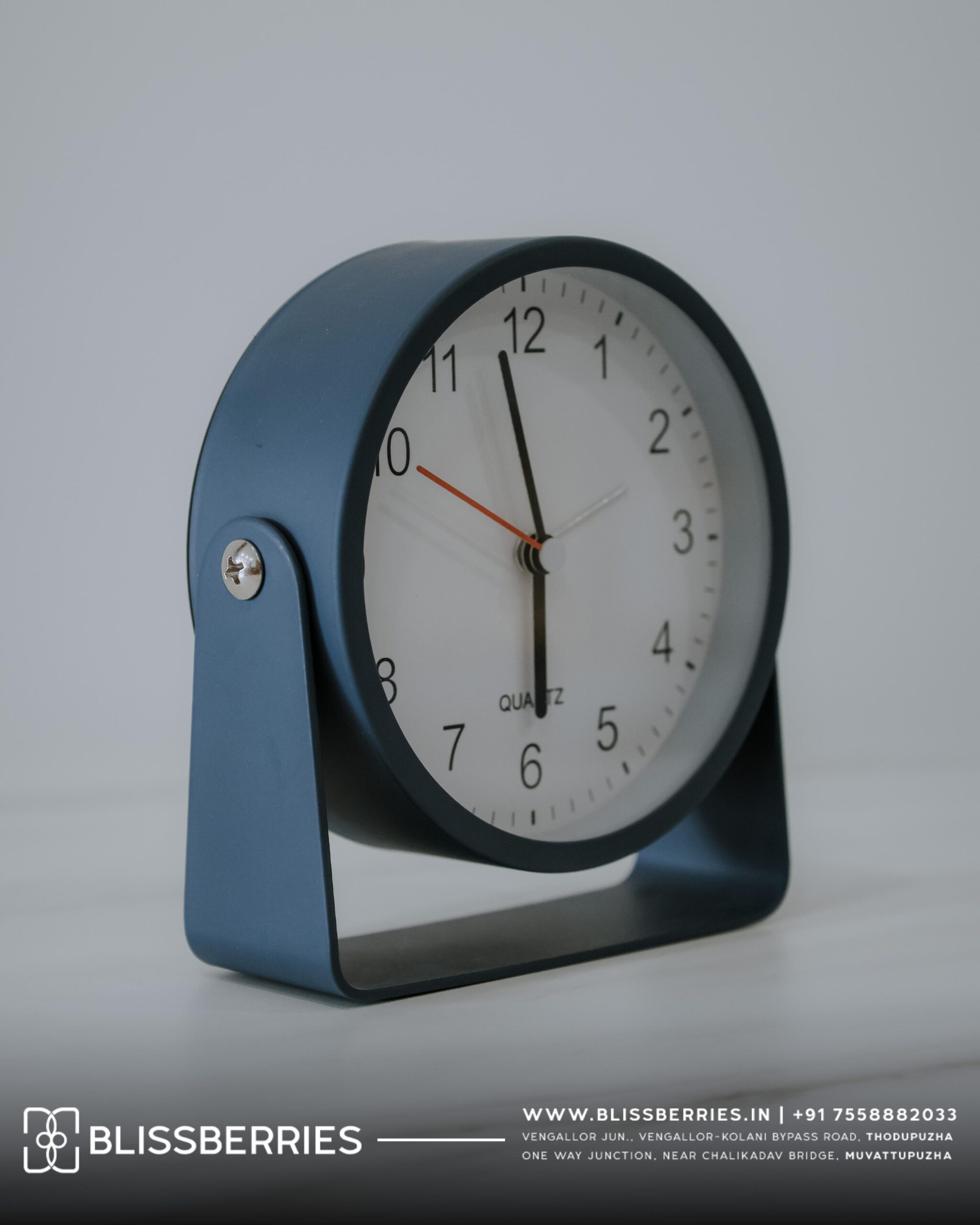 Modern Blue Table Clock with Stand | Elegant Desk Clock for Home & Office Decor - Image 3