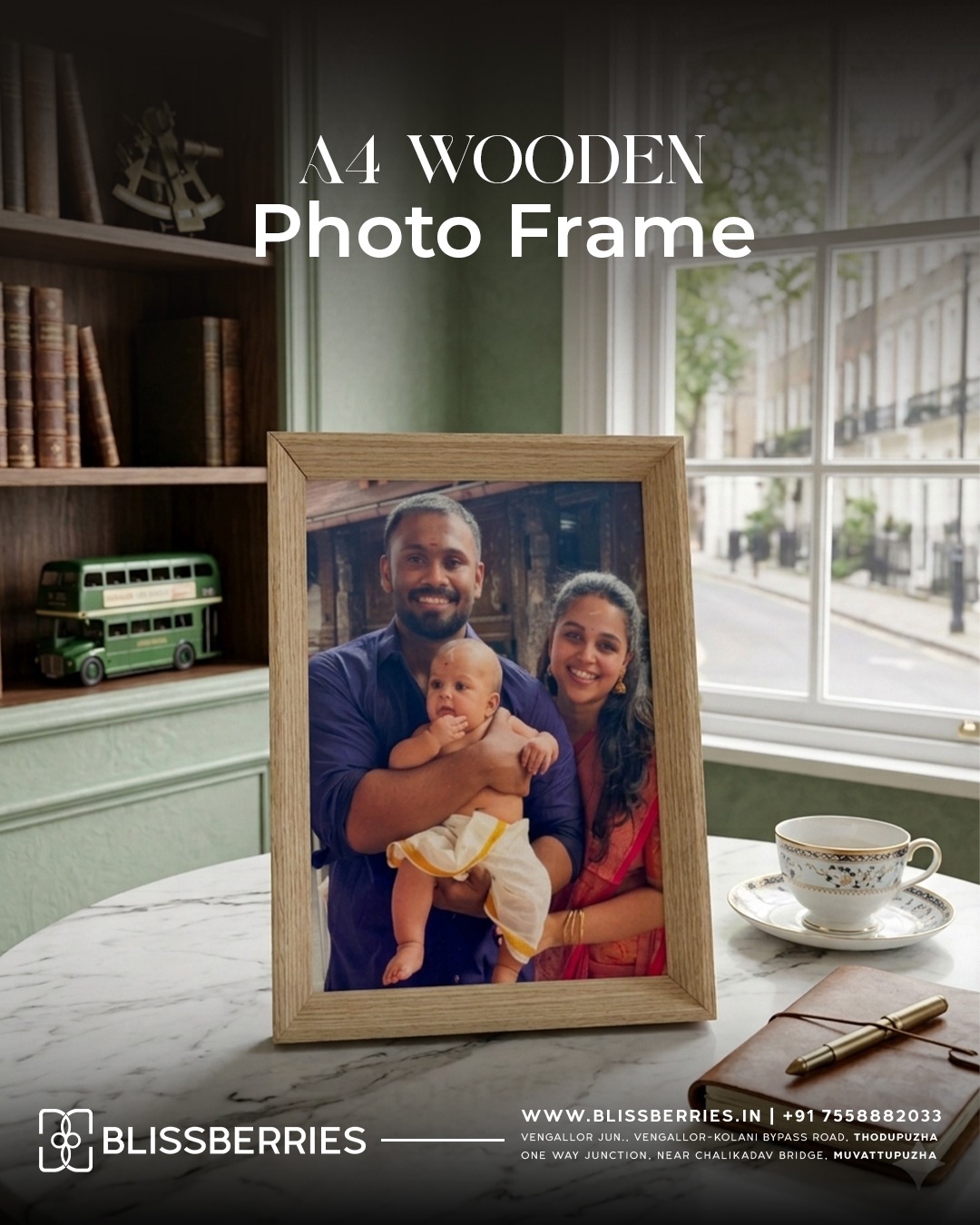 A4 Wooden Photo Frame – Classic Picture Frame for Photos, Certificates & Wall Display