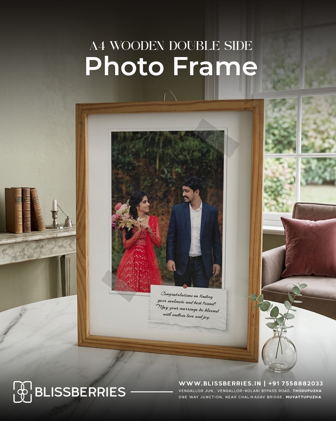 A4 Wooden Double Side Photo Frame
